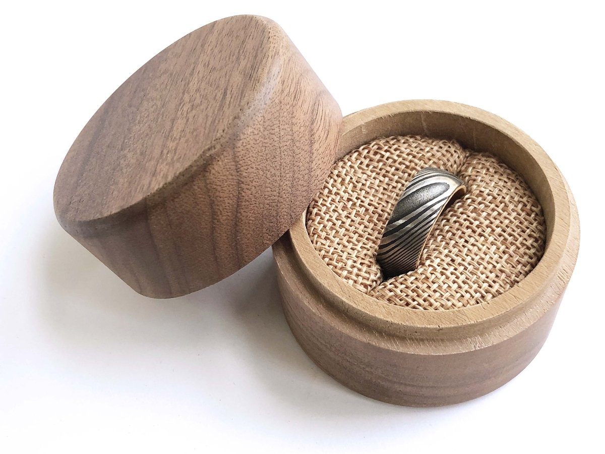 Whiskey Steel - Damascus Steel Whiskey Barrel Wedding Band