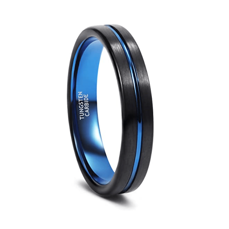 The Blue Line - Black and Blue Tungsten Ring