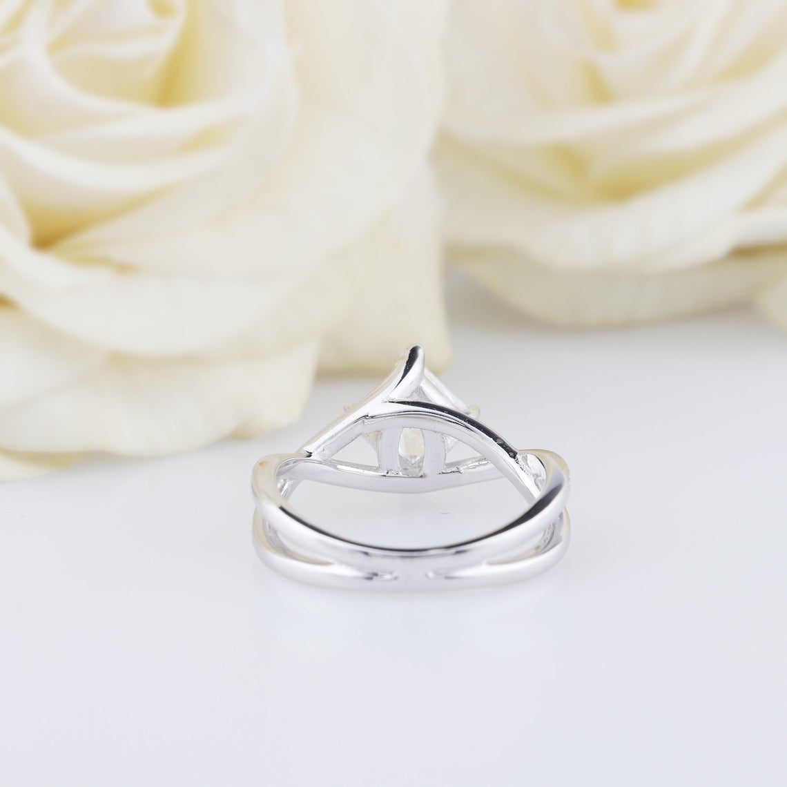 gold princess cut moissanite ring