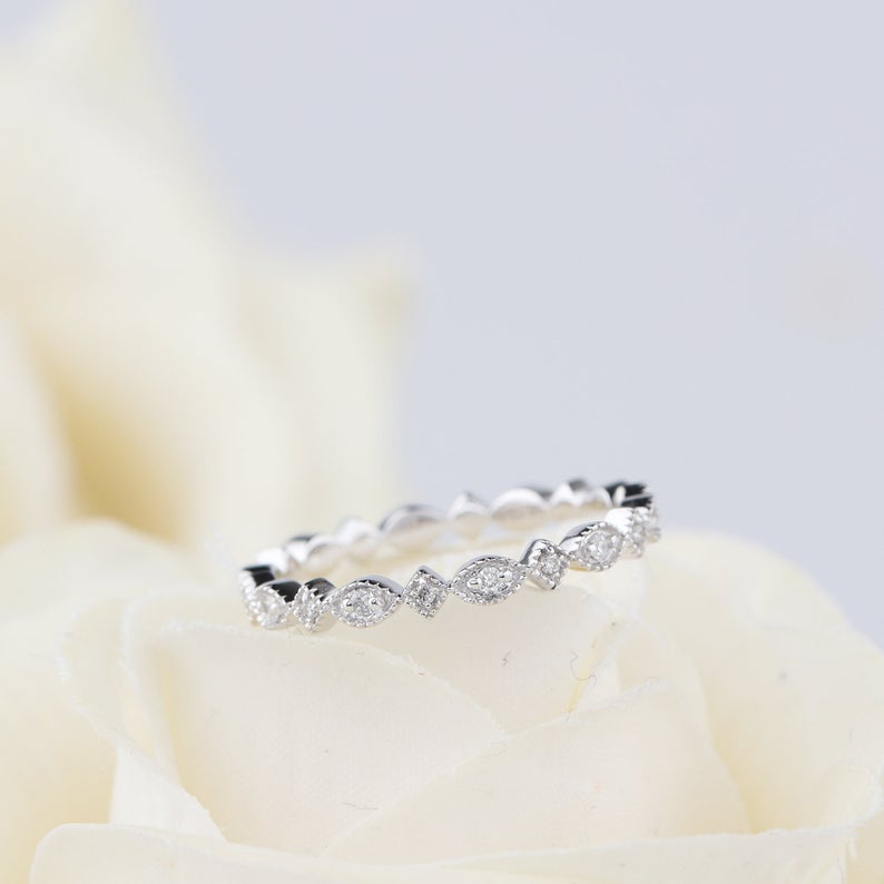 Moissanite wedding band