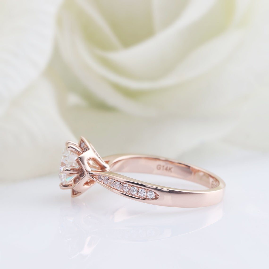 flower moissanite ring