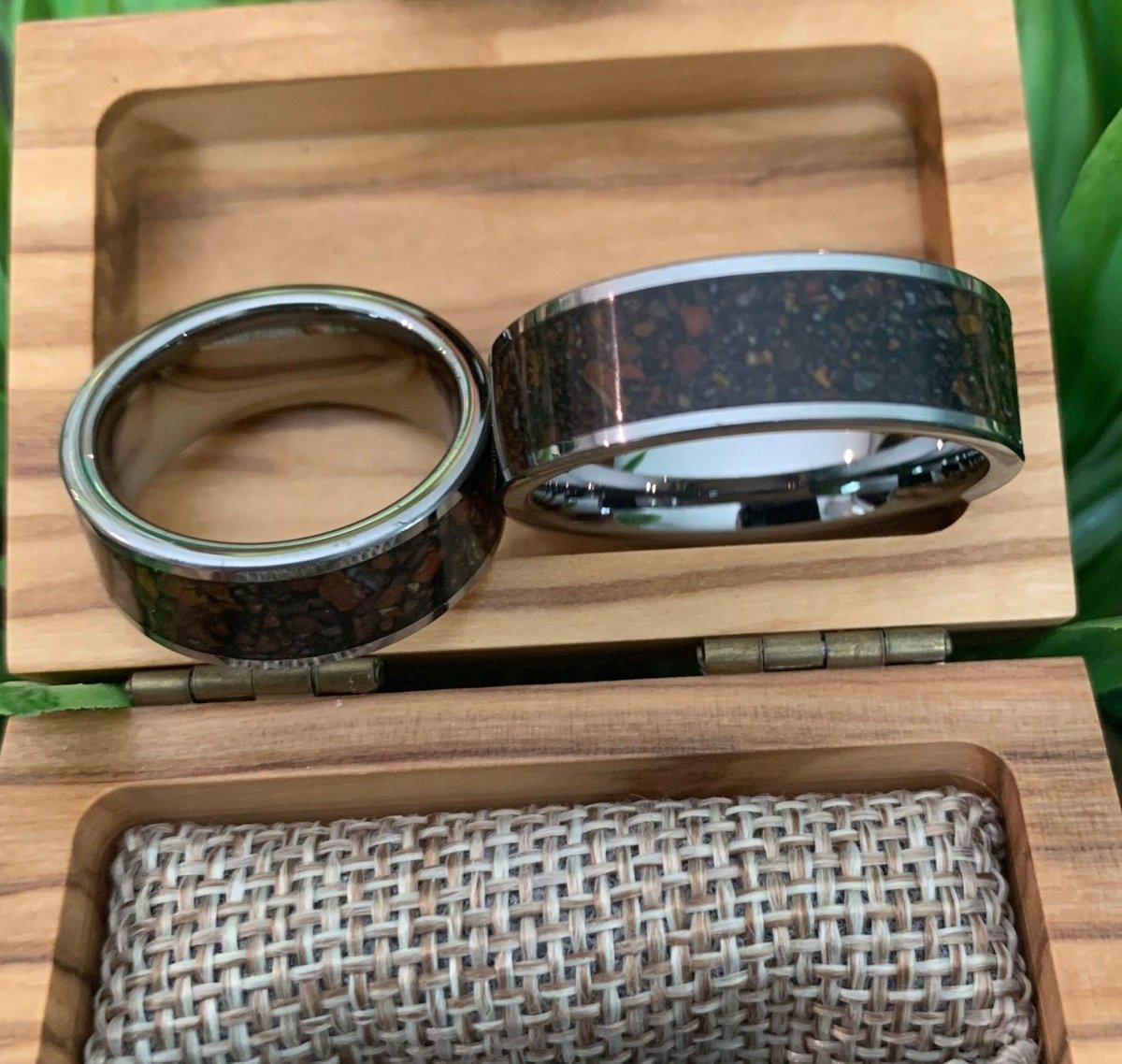 GemBone - Unique Men's Red Dinosaur Bone Fossil Wedding Ring