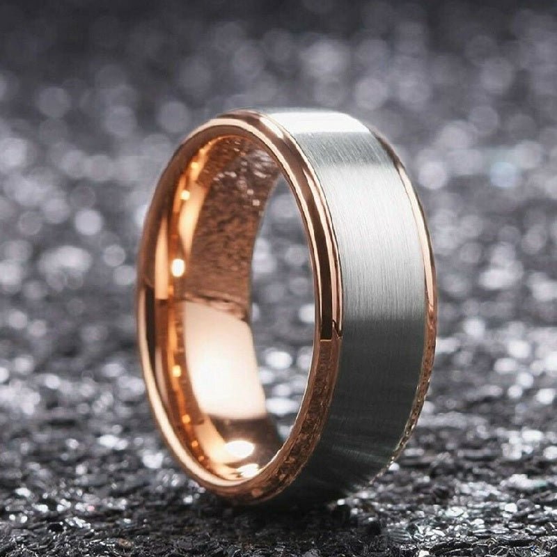 tungsten rose gold wedding band