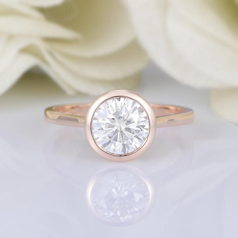 Bezel moissanite ring