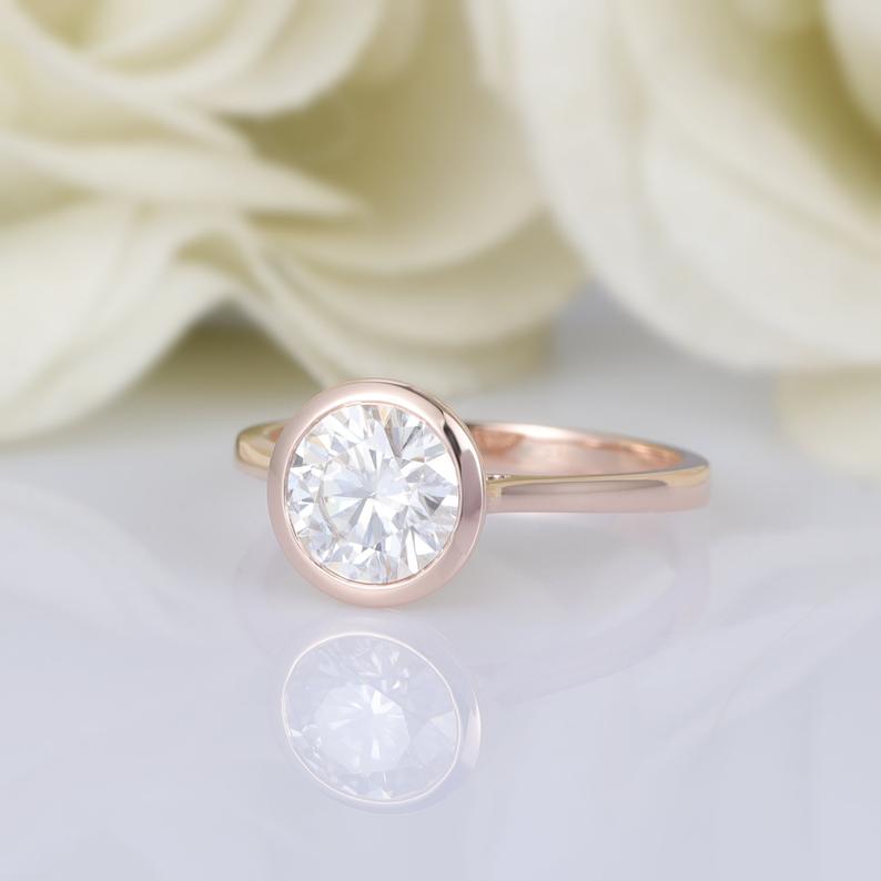 bezel moissanite engagement ring