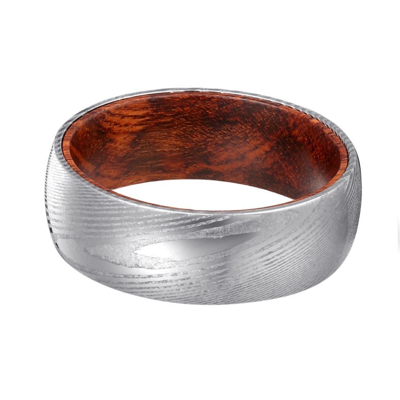 Steel Snake - Damascus Steel Snake Wood Wedding Band