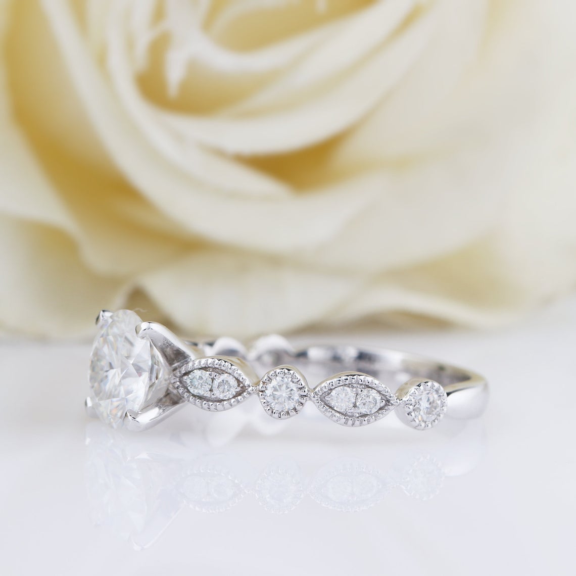 vintage style moissanite ring