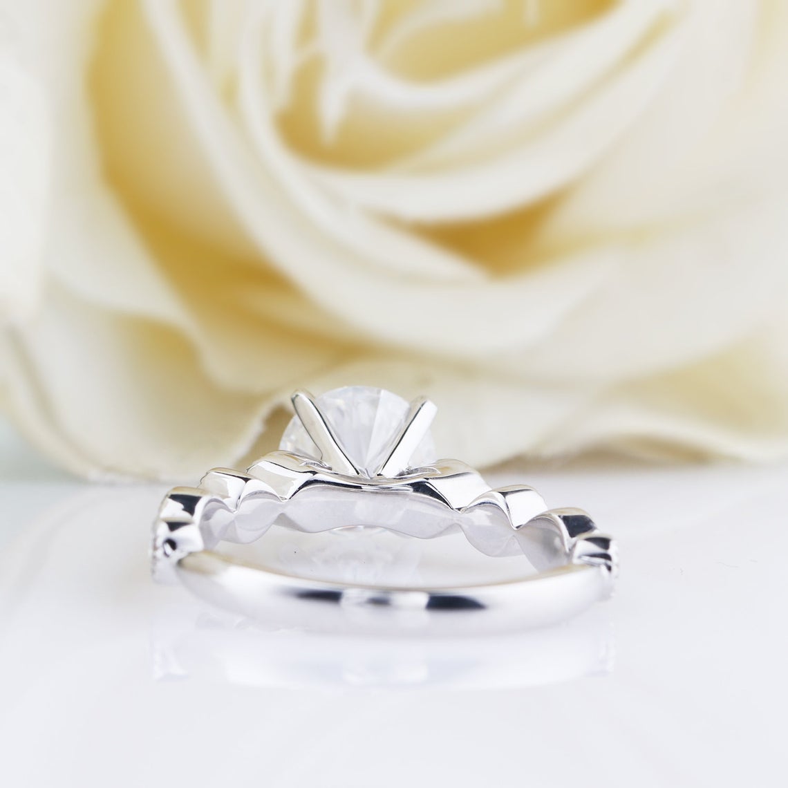 art deco moissanite ring