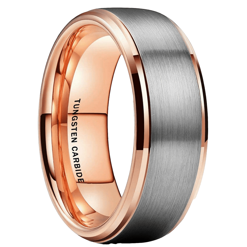 Rose gold tungsten carbide ring