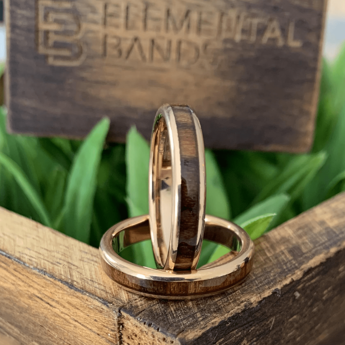 Rose Wood - Rose Gold Tungsten Koa Wood Inlay Wedding Band