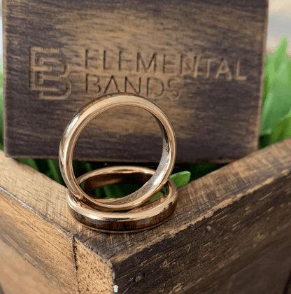 Rose Wood - Rose Gold Tungsten Koa Wood Inlay Wedding Band