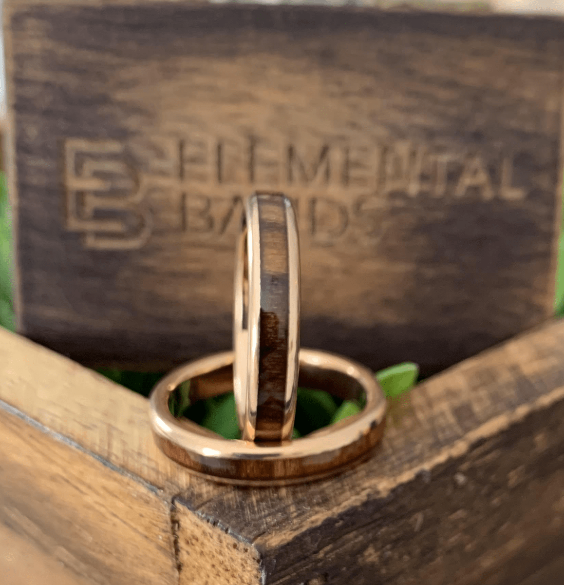 Rose Wood - Rose Gold Tungsten Koa Wood Inlay Wedding Band