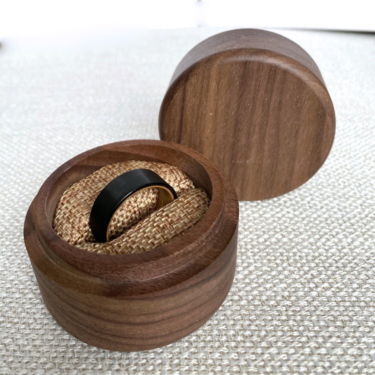 Men's black whiskey barrel ring