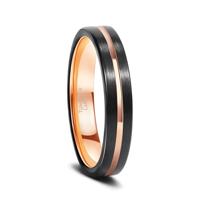 Black Rose - Black and Rose Gold Tungsten Ring