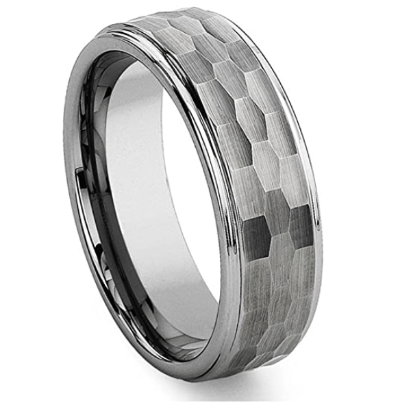 Hammer Time - Hammered Tungsten Ring for Men