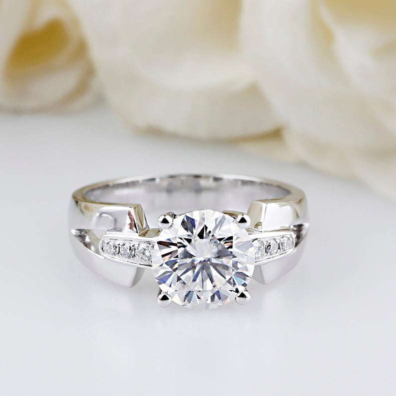 thick moissanite engagement ring