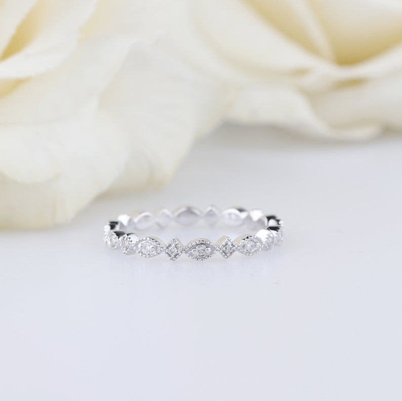 Moissanite full eternity wedding band