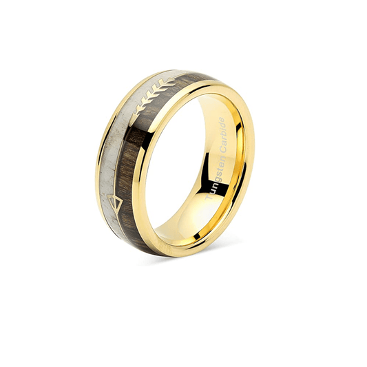 Oh Deer Me - Gold Tungsten Deer Antler Koa Wood Wedding Band