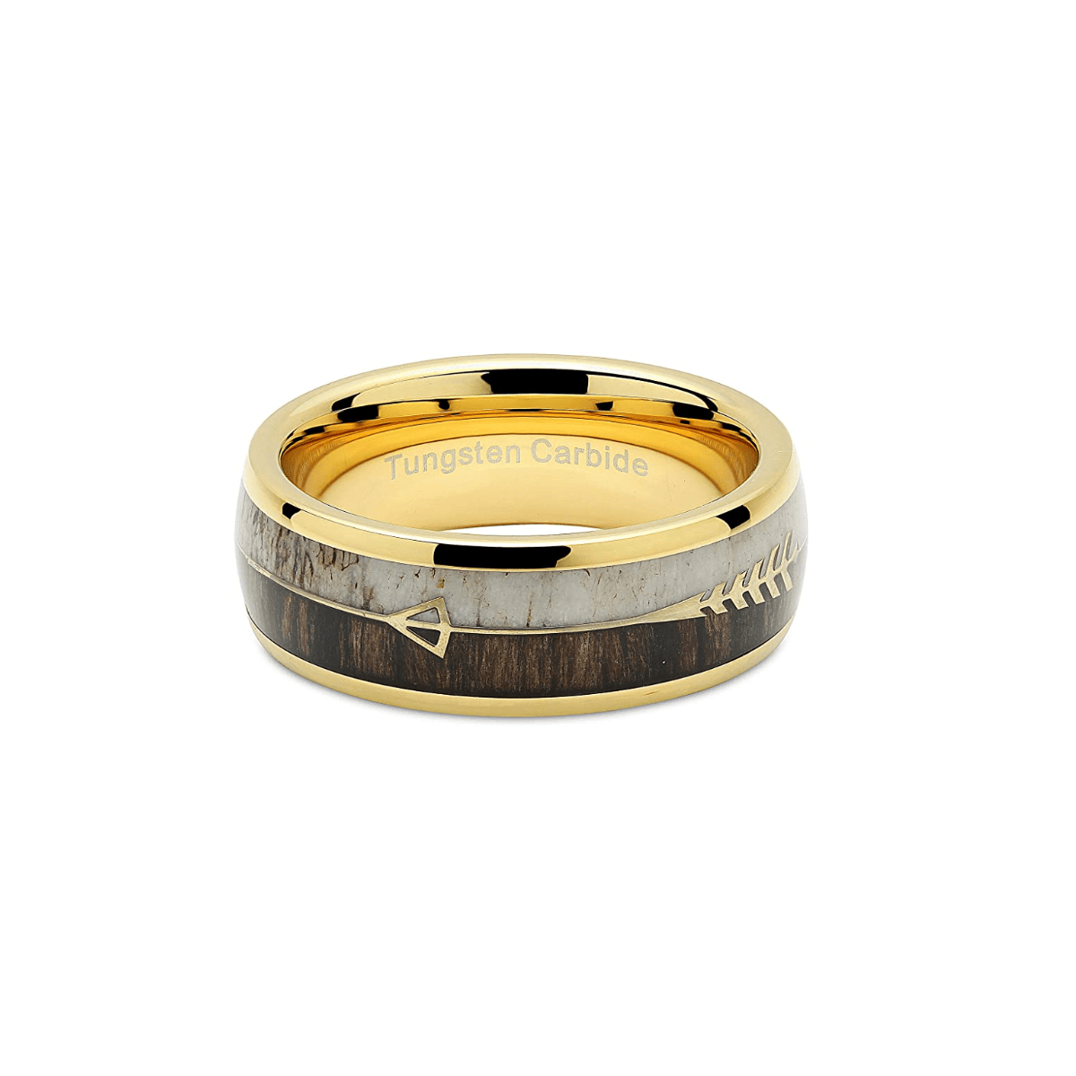 Oh Deer Me - Gold Tungsten Deer Antler Koa Wood Wedding Band