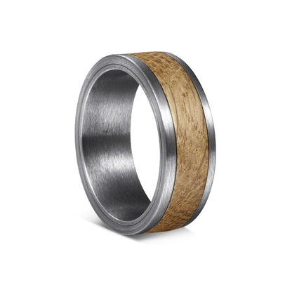 Gunmetal - Tungsten Ring with Whiskey Barrel Inlay