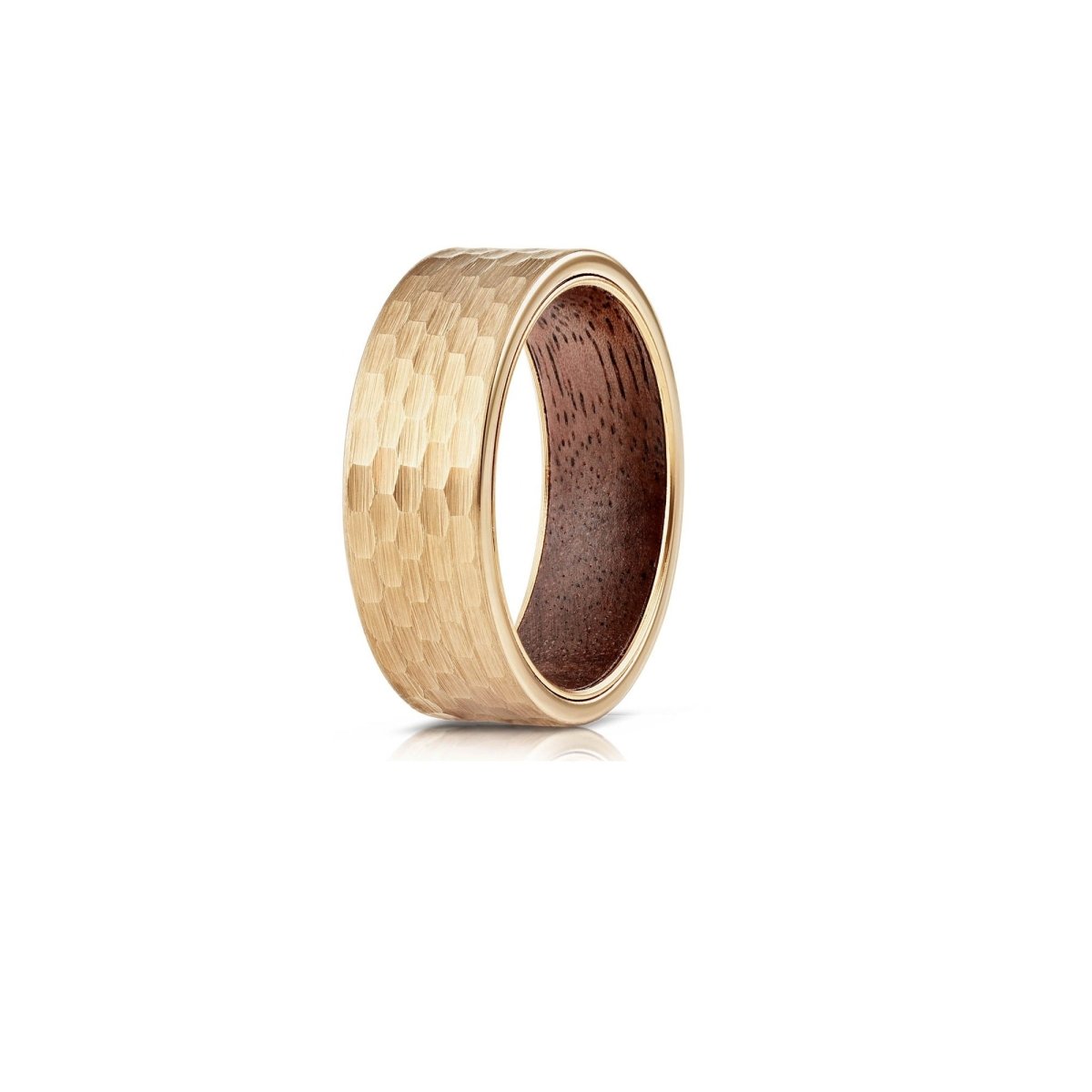 Hammered Wood - Hammered Tungsten Wenge Wood Wedding Band