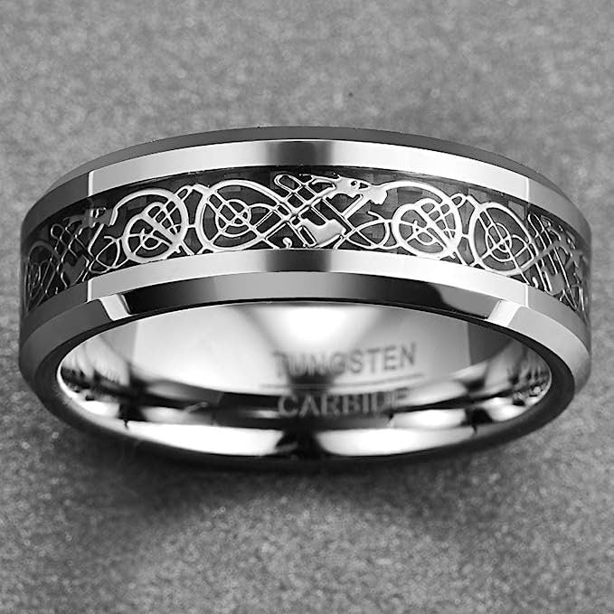 Silver Celtic - Silver Tungsten Ring with Celtic Pattern