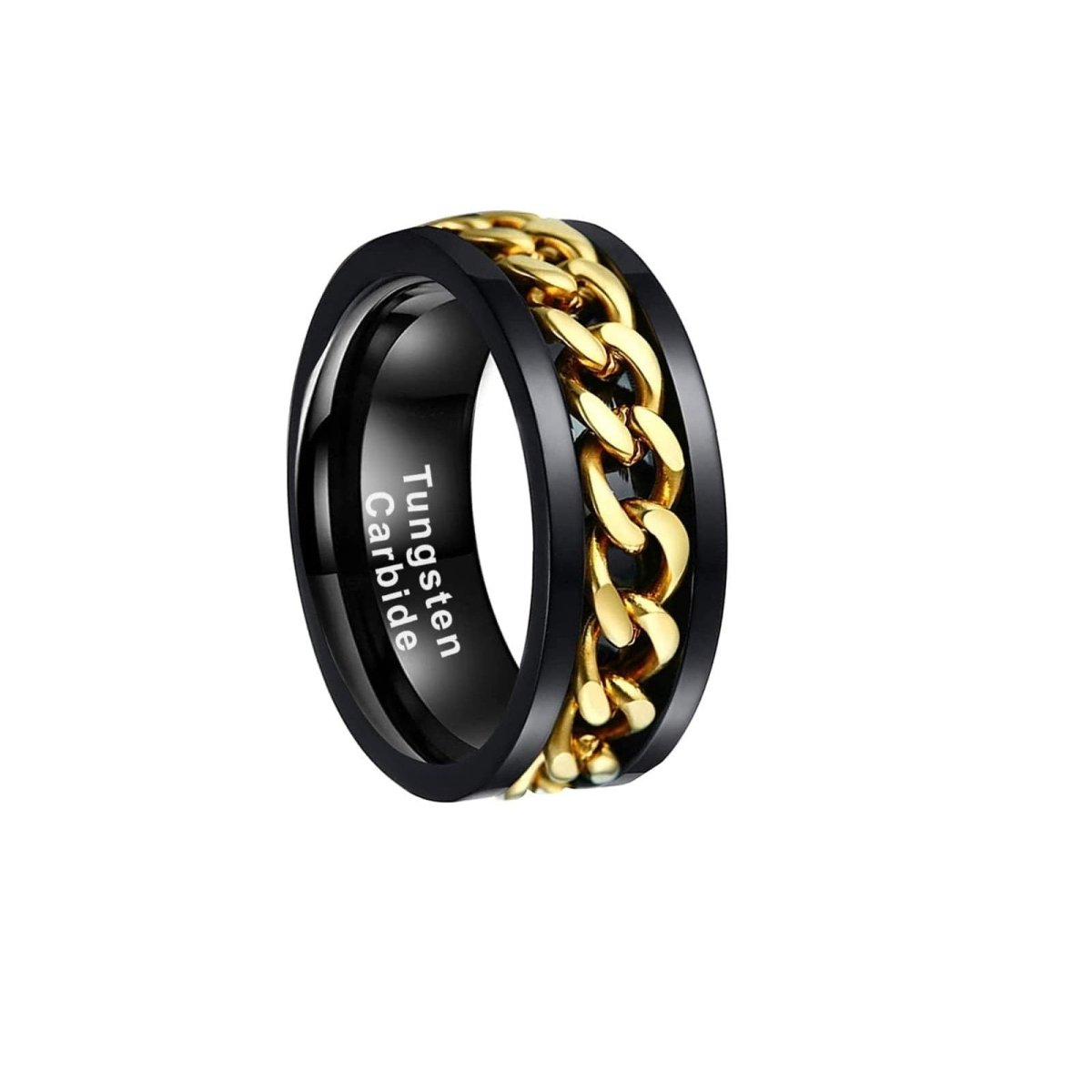 Gold Spinner - Black and Gold Tungsten Spinner Fidget Ring