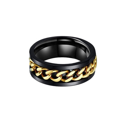 Gold Spinner - Black and Gold Tungsten Spinner Fidget Ring