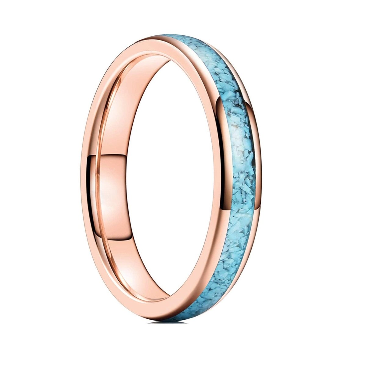 Turquoise Rose - Crushed Turquoise Rose Gold Tungsten Ring