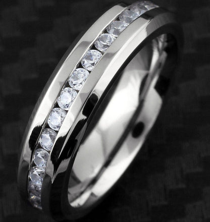 Silver Ice - Men's Titanium Ring with Cubic Zirconia