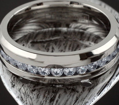 Silver Ice - Men's Titanium Ring with Cubic Zirconia