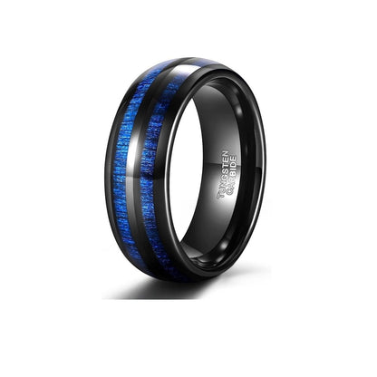 Blue Maple - Mens Black Tungsten Wedding Band with Blue Maple Inlay