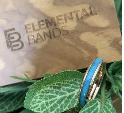 Turquoise Rose - Crushed Turquoise Rose Gold Tungsten Ring
