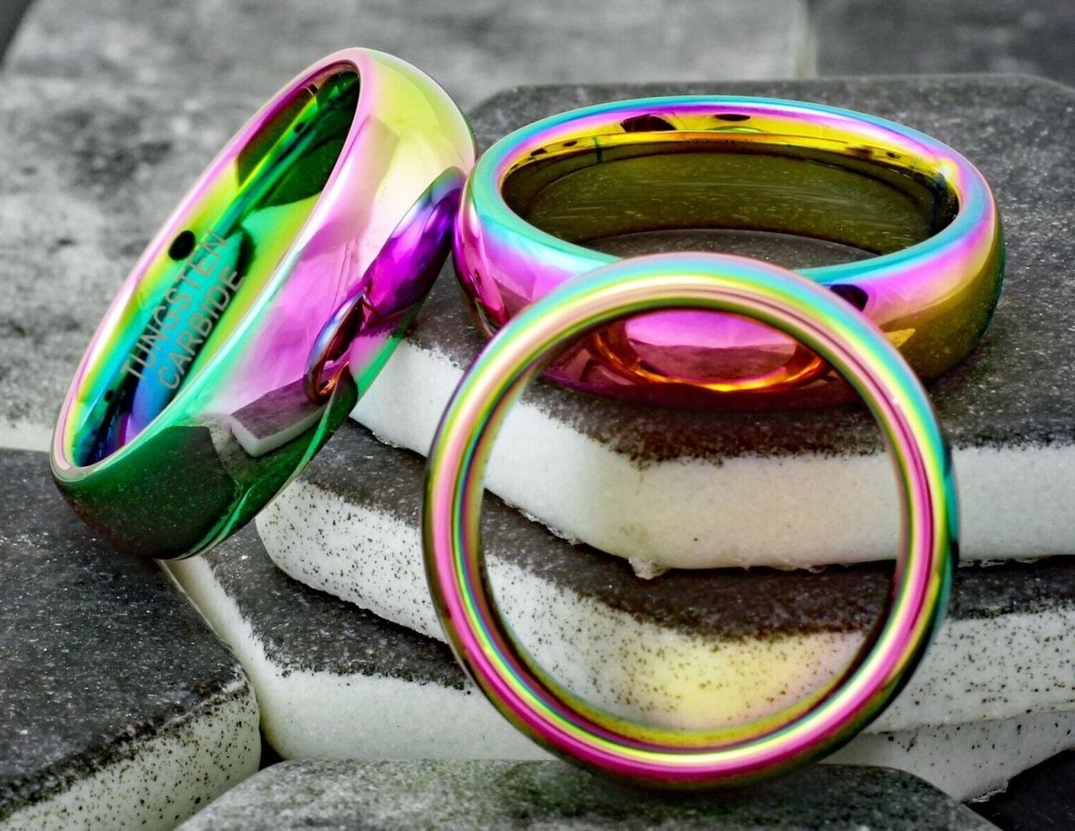 Rainbow Road - Tungsten Rainbow Gay Pride Ring