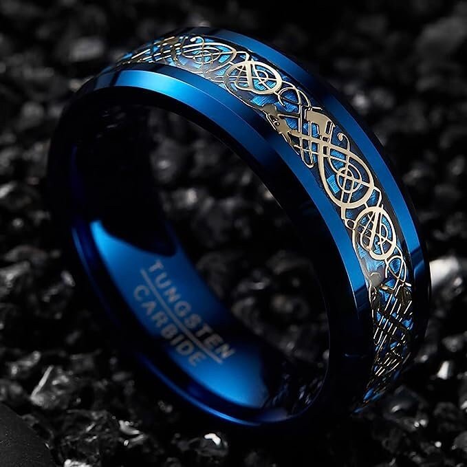 Blue and gold men's Celtic wedding band