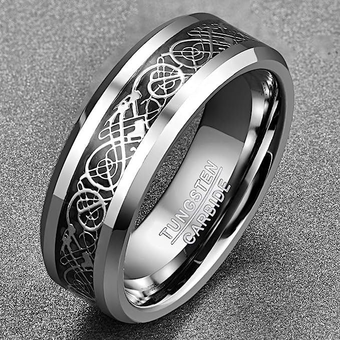 Silver Celtic - Silver Tungsten Ring with Celtic Pattern