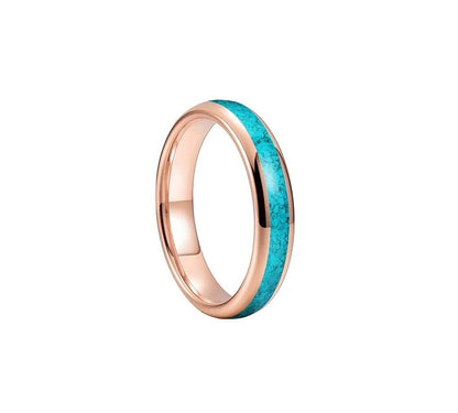 Turquoise Rose - Crushed Turquoise Rose Gold Tungsten Ring