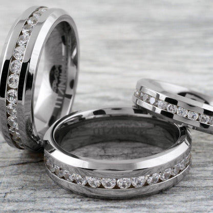 Silver Ice - Men's Titanium Ring with Cubic Zirconia