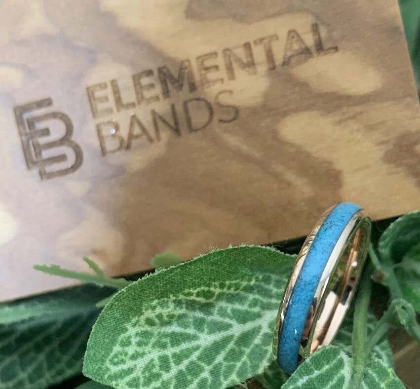 Turquoise Rose - Crushed Turquoise Rose Gold Tungsten Ring