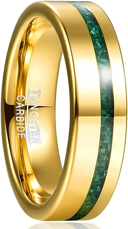 Gold Malachite - Gold Tungsten Malachite Ring