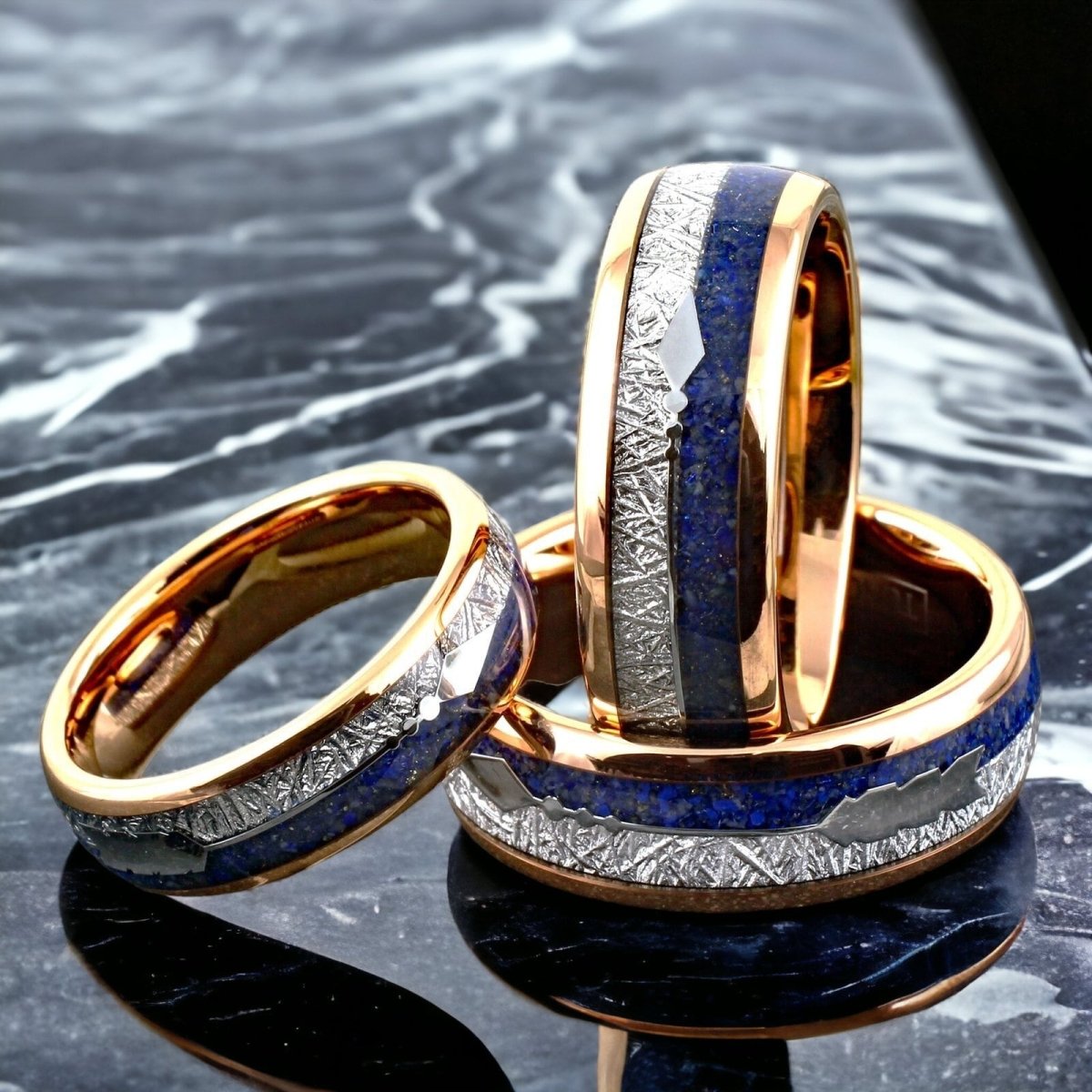 Lapis Arrow - Lapis Lazuli Rose Gold Meteorite Ring
