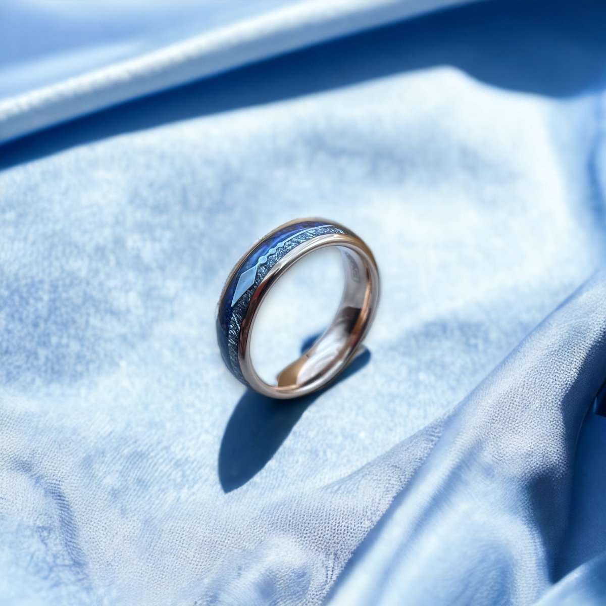 Lapis Arrow - Lapis Lazuli Rose Gold Meteorite Ring