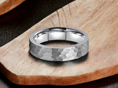 Hammered Touch - Women's And Men's Hammered Tungsten Ring