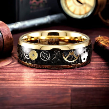 Steampunk Lux - Gold Tungsten Steampunk Ring