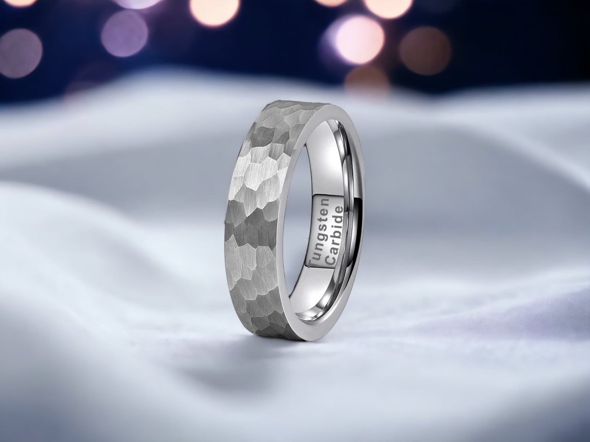 Hammered Touch - Women's And Men's Hammered Tungsten Ring