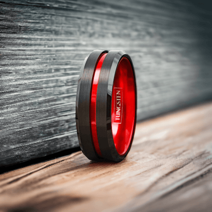 Red Line - Black and Red Wedding Ring