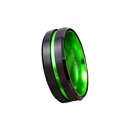 Green Ranger - Green and Black Tungsten Wedding Ring
