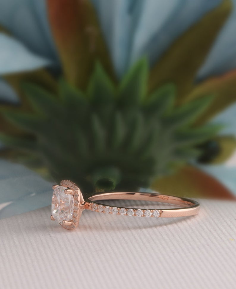 cushion cut moissanite engagement ring