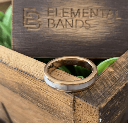 Golden Pearl - Rose Gold Tungsten Ring with Mother of Pearl Inlay