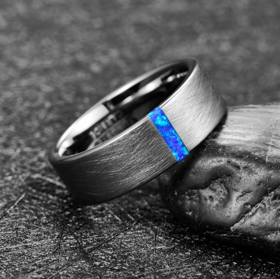 Opal Touch - Blue Opal Tungsten Ring